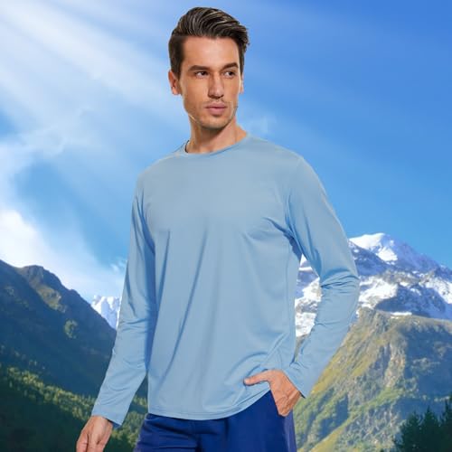 Men’s UPF 50+ Quick Dry Long Sleeve Shirt Moisture Wicking Lightweight Hiking Tee for Outdoors Activities Fishing Running3