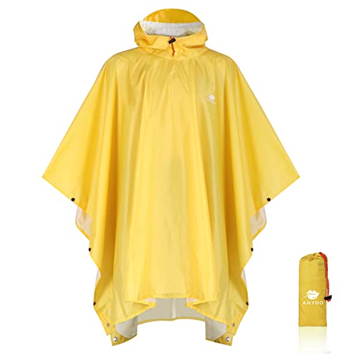 ANYOO Poncho de Lluvia Reusable de Ripstop transpirante Ligero a Prueba de Agua Multiuso Impermeable con Capucha de Lona de Tienda de Campaña Ideal para el Aire Libre Campamento Excursionismo y Pesca