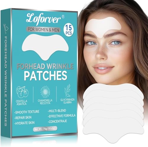 Wrinkle Patches, Forehead Wrinkle Patches with Centella Asiatica & Hydrolyzed Collagen, Overnight Forehead Lines Remover, Reduces Fine Lines & Frown Marks