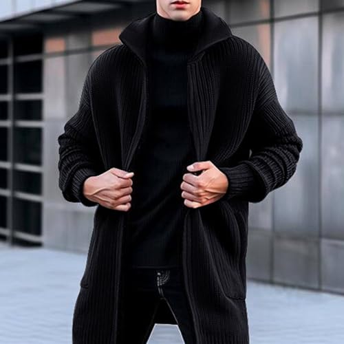 Men Notch Collar Long Sweater Cardigan Shawl Collar Open Front Cardigan Shawl Collar Open Front Knit Sweater2