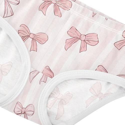 Wusikd Pink Bows Stripe Girls' Underwear Cotton Girls Briefs Soft Toddler Underwear 2T4