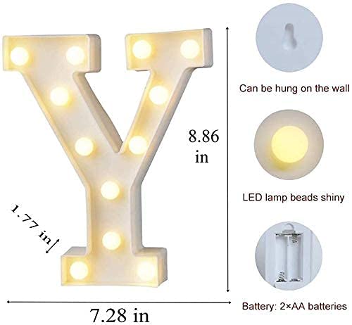 Image of Marquee Y Alphabet Shaped LED Light Lamp for Decoration Decore Walls Hanging Birthday Party Wedding (Y)
