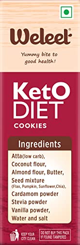 Image of Weleet Keto Diet Digestive Healthy Cookies| Home /Office Snack, 0% Maida /White Flour & Sugar| No Added Preservatives, Flavours & Colours, Enriched with Natural Ingredients- Pack of 1- (270 gm)