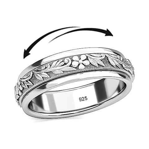 SHOP LC DELIVERING JOY Promise Rings for Women in 925 Sterling Silver Spinning Ring Anxiety Fidget Platinum Plated Jewelry Valentines Day Gifts Cover