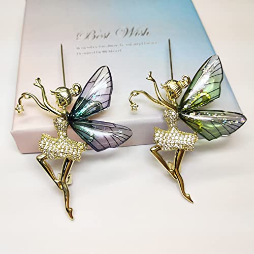 Kovolala New Women's Brooches, Butterfly Fairy Micro-Encrusted Zircon Brooches, High-End Dancer Wings Clothing Pins, Angel Wings Brooches, Bee Brooches #TOP2