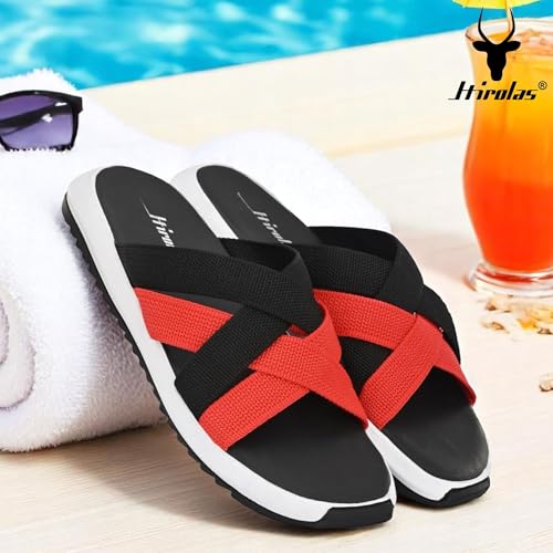 Image of Hirolas Men's Strappy Flip-Flop Slider Slippers