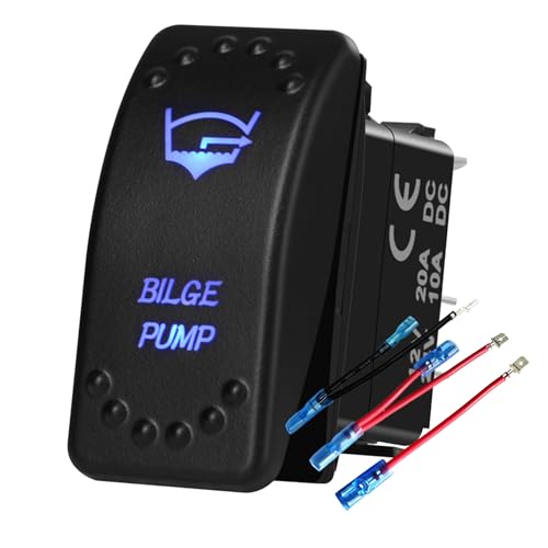 Interrupteur à bascule 12V étanche LED bleue marche/arrêt pour pompe de cale bateau et UTV