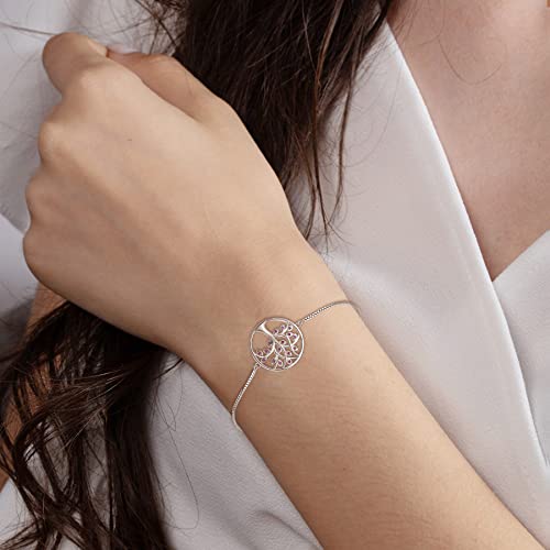 Yl Tree Bracelet 925 Sterling Silver Tree Of Life Link Bracelet Created Ruby Jewelry Adjustable #TOP1