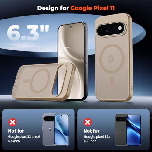 Image of SUPFINE Magnetic for Google Pixel 11 Case - Pink Gold | With Screen Protector,Translucent Matte,Built-in Magnets,Military Grade Drop Protection,Shockproof Phone Cover