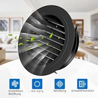 Hon&Guan Ø 150mm Lüftungsgitter Rund mit Insektenschutz Fliegengitter, ABS Abdeckung Lüftungsrohr Soffit Vents, Entlüftungsabdeckung für Klimaanlage, Garage, Außenwand, Küche, Badezimmer, Schwarz – Ansicht 2
