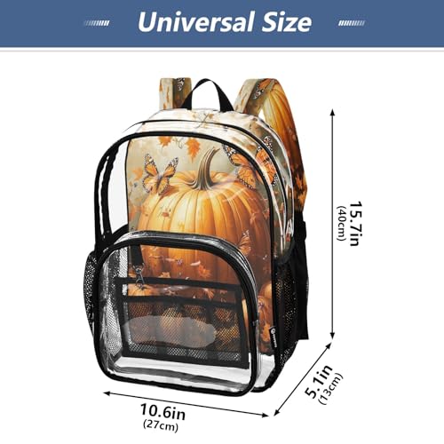 Clear Backpack for School Pumpkin Butterflies Transparent Bookbag for Girls See Through PVC Boy Backpacks4