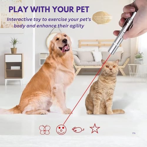 Image of USB Rechargeable Cat Laser Toy - 7-in-1 Interactive Laser Light Pointer - Multi-Pattern Lazer Lights for Cats - Cat Toys Play - Powerful Stimulation Toy with UV Light & Flashlight