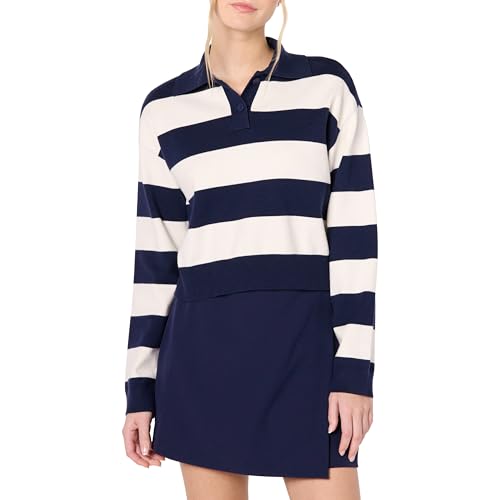 The Drop Women's Joan Splitneck Polo Long Sleeve Sweater