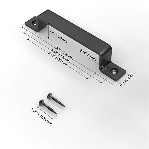 Image of 8 Inch Straight Bar Barn Door Handle - Black Cast Iron Pull for Sliding Doors, Gates, Sheds, Fences, Closets - Indoor Outdoor Farmhouse Hardware