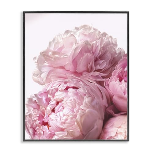 Stupell Industries 'Blush Pink Peonies Florals Blooming Over White', Framed Giclee Art, Black, 16 x 20 Inches, Easy to Hang and Sturdy, Made in USA, by Ziwei Li