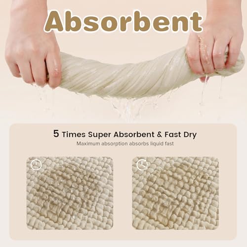 Image of Hooded Baby Bath Towels for Newborn, 2 Pack - 6-Layer 100% Muslin Cotton, Soft Absorbent Baby Towels with Hood for Babies, Infants & Toddlers, Large 32x32 Inch Unisex Newborn Baby Bath Essentials