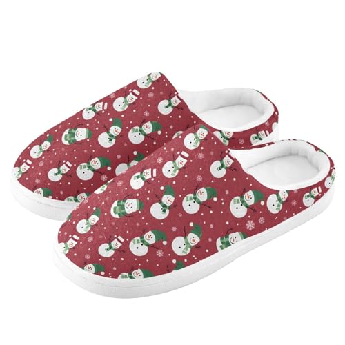 Fuzzy Memory Foam Slippers for Women/Men Snowmen Pattern Fluffy Winter House Shoes Indoor and Outdoor4