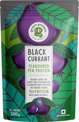 Image of GREEN PROTEIN Plant Protein Isolate Powder, Plant Protein, No Added Sugar, 100% Soy, Dairy, Gluten & Allergen Free, Black Currant Flavor, 15g Protein Per Serving, Pouch (500g)