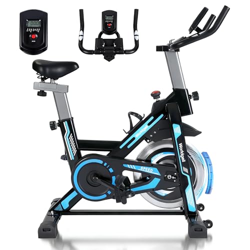 Worldgeil Heimtrainer Fahrrad Ergometer mit Magnetwiderstand - Hometrainer mit LCD-Display & Tablet-Halterung - Spinning Bike Indoor Fitnessbikes - Fahrradtrainer Speedbike für Training zu Hause
