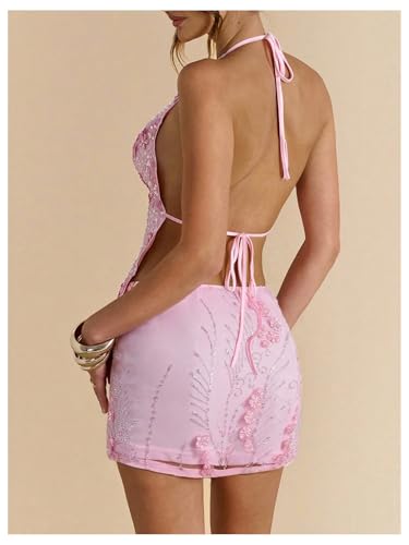 MakeMeChic Women's Sequin Mini Skirt Y2K Sparkly Micro Pencil Skirt2