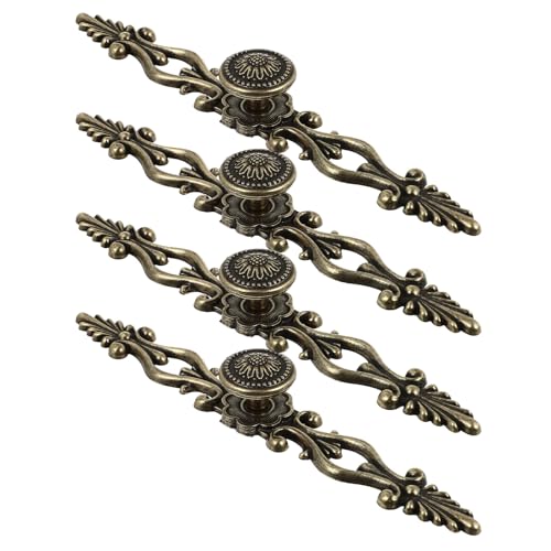 IWOWHERO Tiradores de Cajón Estilo Europeo Vintage de Aleación de Zinc, Tiradores Decorativos de Bronce Antiguo para Armarios y Muebles de Cocina, 4 Piezas, Pomos de Tocador Resistentes