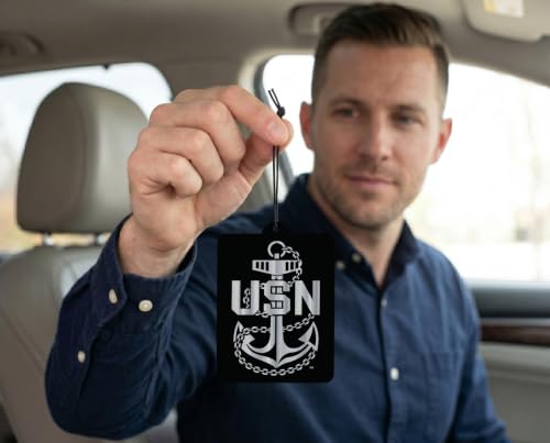 Image of Elektroplate US Navy Anchor Car Air Freshener 6-Pack | Officially Licensed, Long-Lasting Arctic Patrol Scent, Vivid Naval Graphics, Versatile Hanging Design