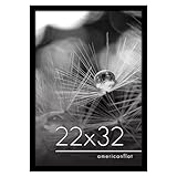 Americanflat 22x32 Poster Frame with Polished Plexiglass - Black Picture Frame - Wide Photo Frames Made of Engineered Wood for Vertical or Horizontal Wall Display - Epic Collection - Black