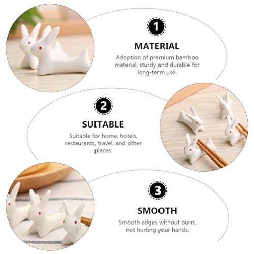 Yardwe 4Pcs Titular Pauzinhos Colher Garfo Chopsticks Descansa de Coelho Da Páscoa Coelho de Cerâmic