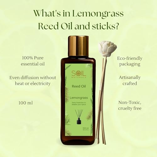 Image of Lemongrass Reed Diffuser Oil 100 ml | Pure Natural & Undiluted Lemongrass Aroma | Long-Lasting Fragrance for Reed Aromatherapy for Home, Office & Spa Ceramic Diffusers | ISO & GMP