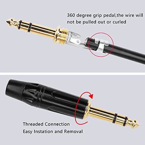 Conector estéreo 6.35mm TRS chapado en oro 2 pack miniatura 3