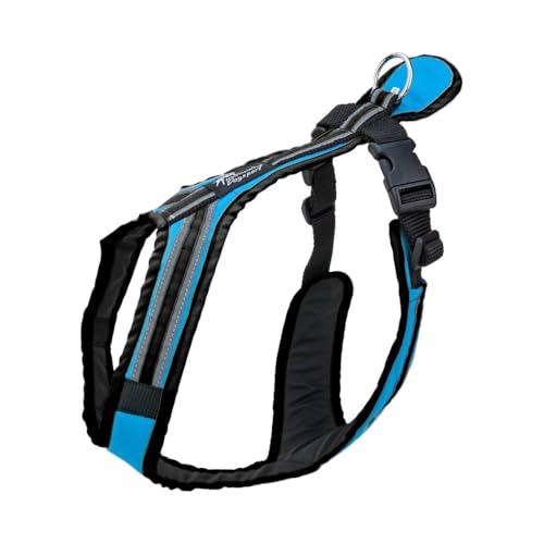 Safety Führ- und Zuggeschirr | Mantrailing | Canicross | Zughundesport | Alltagsgeschirr | Führgeschirr (Helltürkisblau, L - 33-40 Kg)