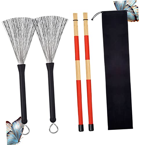 Set de baquetas y cepillos de alambre para batería miniatura 3