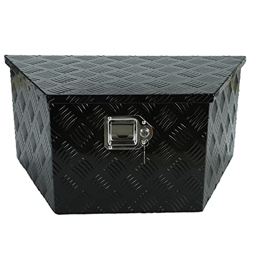 Bchsadvb 26"X13.25"X12" Black Aluminum Pickup Truck Bed Trunk Storage Trailer Tongue Tool Box With Lock And Key 5 Bar Tread #TOP4