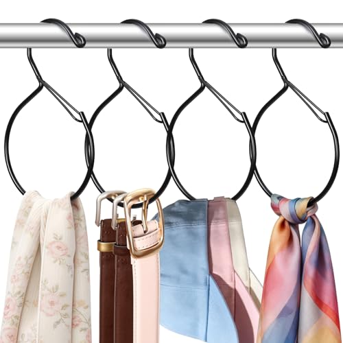 Belt Hanger for Closet, Great Space Saving Belt Hanger, Durable and Sturdy Steel Material, Smooth & Burr-Free Surface, Easy to Use, Multipurpose Closet Hangers for Storing Ties, Scarfs, Hats, 4 Pack