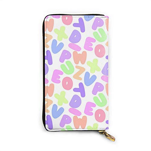 Preisvergleich Produktbild JHGFG Buntes Buchstabenmuster Echtes Leder Geldbörse Lange Damen Geldbörse Handtasche Multi Kartenhalter Organizer Für Frauen Angepasst