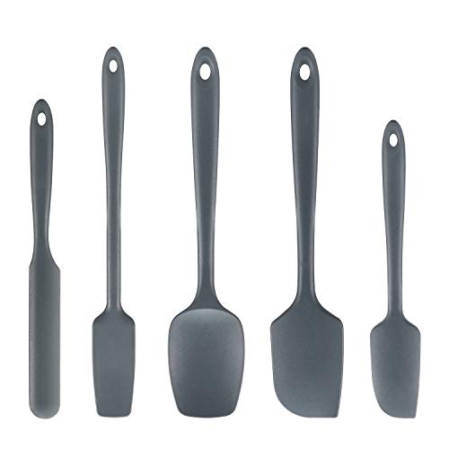 Cooptop 5 Piece Silicone Spatula Set - Rubber Spatula - Heat Resistant Baking Spoon Spatulas Dark Grey