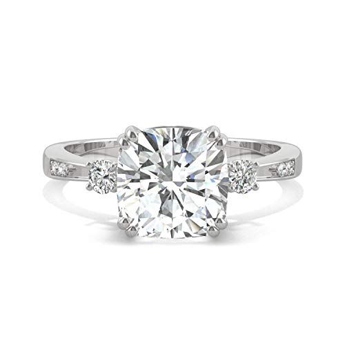 Charles & Colvard 14K Gold Moissanite 8mm Cushion Engagement Ring, 2.54cttw DEW4