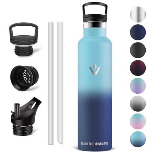 Vikaster 1l Botella agua acero inoxidable, Termo con Pared Doble Aislamiento, Water bottle, Mantener 12H Caliente/24 Frío, Termo Sin BPA, para Deporte, Viaje, Escuela, Exterior, Oficina, Hogar.