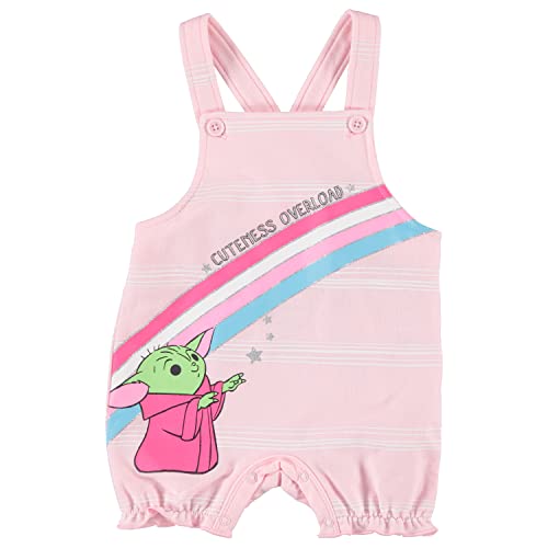 STAR WARS Baby Girls Newborn Infant Baby Yoda Shortall Romper and Tshirt Set (Pink/Grey/Blue, 24 Months)2