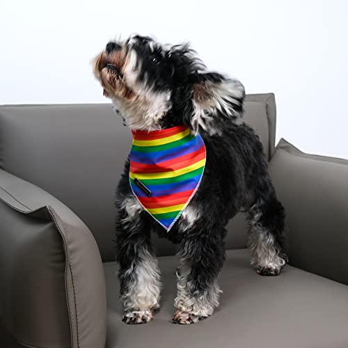 Dogwong Dog Bandana Cotton Rainbow Washable Soft Dog Bibs Scarf, Lgbt Pride Adjustable Kerchief Square Dog Bandanas For Small Large Dogs #TOP4