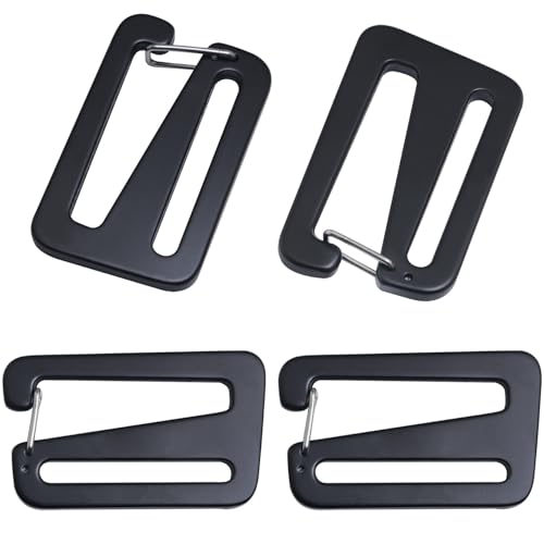 LUORNG 4PCS Black Open Spring Hooks Quick Release Webbing Adjustable Buckle ID 38mm/1.5 inch Aluminum Alloy Open Quick Release Adjustable Buckle Bags & Cases Backpack Webbing Hardware Buckles, Black,
