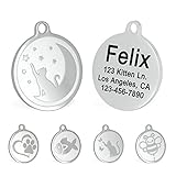 Ultra Joys Engraved Cat Name Tags Personalized - Stainless Steel Name Tag Cat Identification - Small
