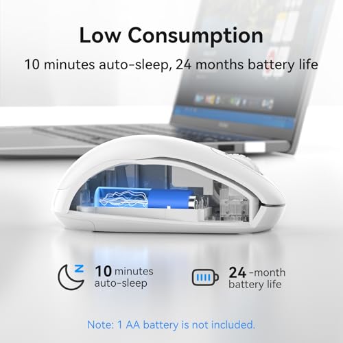 Image of TECKNET 2.4GHz White Wireless Mouse,Suitable for Small to Medium Hands | Laptop Mouse 3 Adjustable DPI Office Cordless USB Mice with Receiver,Compact & Easy to Carry Quiet Clicking