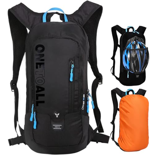 LOCAL LION Fahrradrucksack Skirucksack klein für Damen & Herren 6L Ultraleicht wasserdicht für Trinkblase bis 2L - Ideale zum Skifahren | Radsport | Camping schwarz OHNE TRINKBLASE