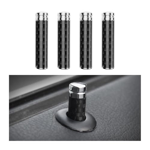LKAHG 4PCS Car Door Lock Knobs, Carbon Fiber Vehicle Door Locking Bolt Pin Covers Replacement, Automotive Interior Door Pull Pin Cap Decoration Accessories, Universal for SUV, Truck, RV
