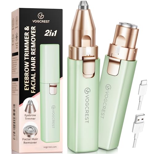 VOGCREST Haarschneider, 2-in-1 Gesichtshaarentferner und Augenbrauentrimmer für Frauen -...