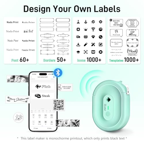 Image of ZEITEL Portable Mini Label Printer Machine 203DPI Wireless Pocket Label Maker for Home&Office Small Thermal Sticker Printer for Mobile Bluetooth Printers, with 1 Roll 14x40mm Lables,2 Year Warranty