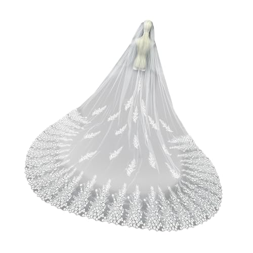 YUELER Velo de boda de una sola capa con peine para el pelo, velo de novia para ceremonia de boda, velo de fotografía, 138 pulgadas