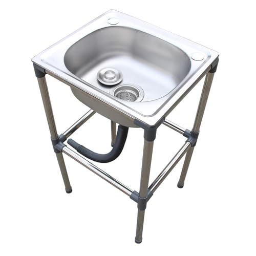 Fregadero de acero inoxidable duradero con patas lavadero exento de un seno moderno 2