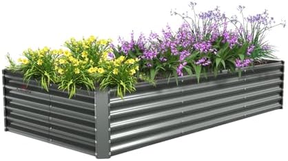 A ANLEOLIFE 8X4X1.5 ft Galvanized Raised Garden Beds Outdoor, Rec...
